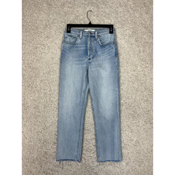 Denim Forum The Arlo High Rise Straight Leg Jeans Womens 26 Blue Button Fly - Picture 1 of 14